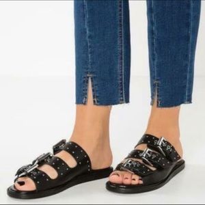 Topshop Black Studded Buckle Famous Sandals